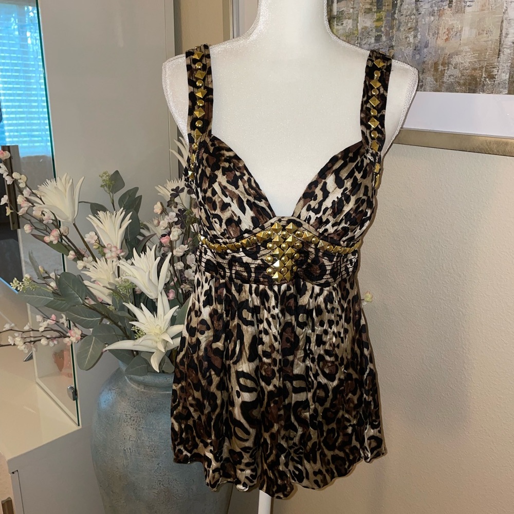 Bebe pure silk animal print summer top